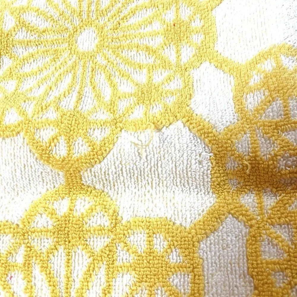RARE Vintage 1960s Western Germany Move Cotton Yellow White Floral Towel 39 x 19